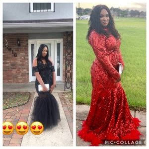 Two prom dresses (Black is 300) (red is 150)